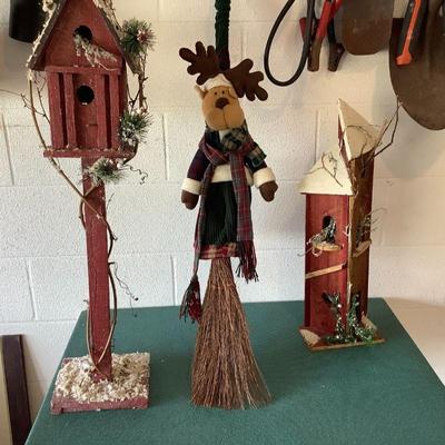 Whisk broom and birdhouses