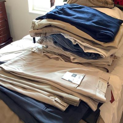 Mens dress pants and jeans, some new with tags, most name brands. All one lot $5 start