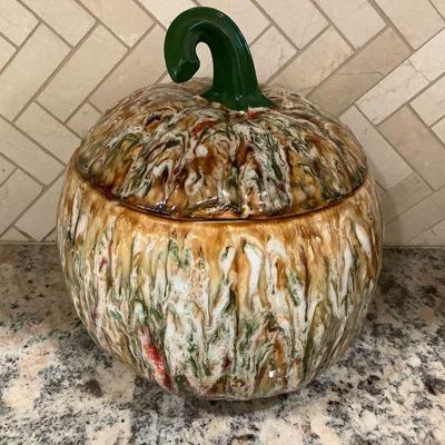 Art drip glazed pumpkin cookie jar
