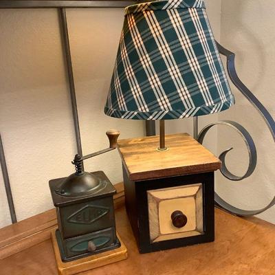 Coffee Grinder and Country Lamp with Drawer