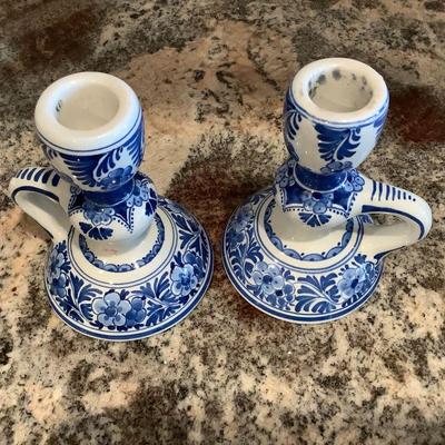 Delft blue candlesticks