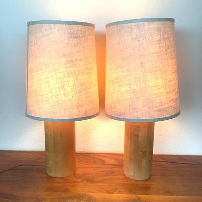 ELDA228 Pair Of Pillar Lamps	Pair of solid wood pillar lamps . Lamp shades look to be in good condition. Both were tested and work.
