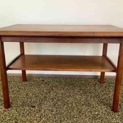 ELDA208 MCM Teak Motif Inc. End Table	Mid Century Modern Teak end table by Motif Inc. Has some tape residue on the bottom as shown in the...