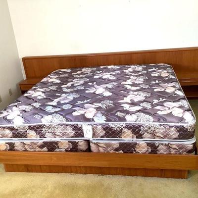 ELDA211 Mid Century Modern Danish Teak Platform Bed King Size	Platform bed with floating nightstands. Has wood slates so you don't...