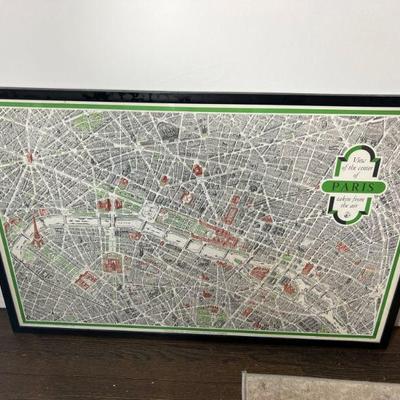 French 1959 Print "View Of The Center Of Paris Taken From The Air"