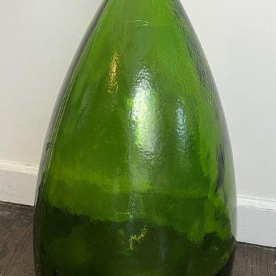 Huge Green Glass Demijohn Type Bottle