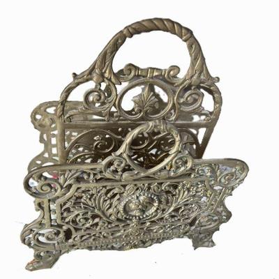 Antique Filigree Solid Brass Letter Stand