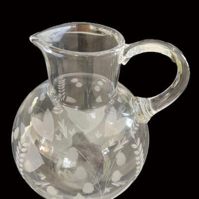 Tiffany & Co. Lily Of The Valley Etched Crystal Pitcher