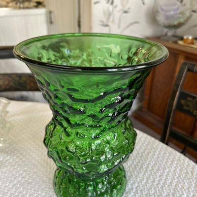 1960s EO Brody & Co. Green Glass Vase
