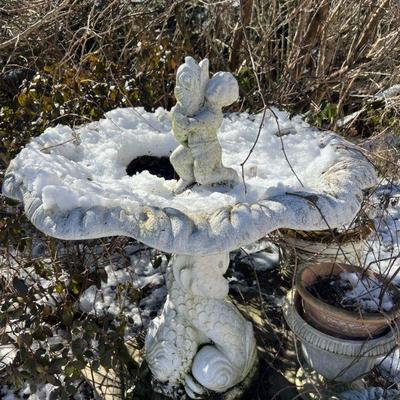 Concrete Vintage Victorian Style Dolphin & Cherub Fountain For Restoration