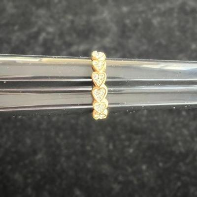 18k Gold Filled Heart Motif Eternity Ring, Size 9