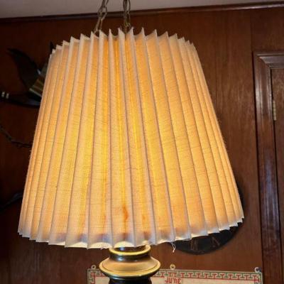 Mid Century Wood Swag Lamp