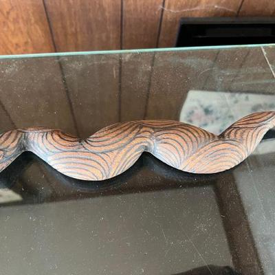 Australian Aboriginal Carved Snake With Pyrography Design