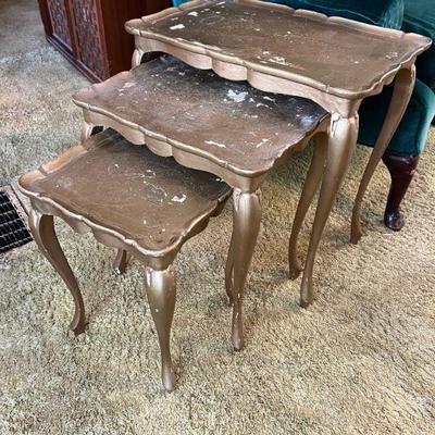 Trio 1960s Florentine Papier Mache Nesting Tables - Made In Italy