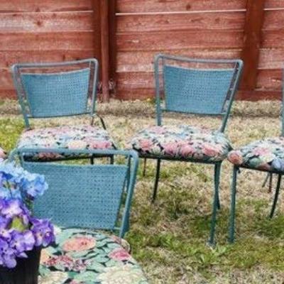 4pc Antique patio chairs w/ custom cushions