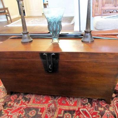 Rustic coffee table w/ metal accents & deep storage