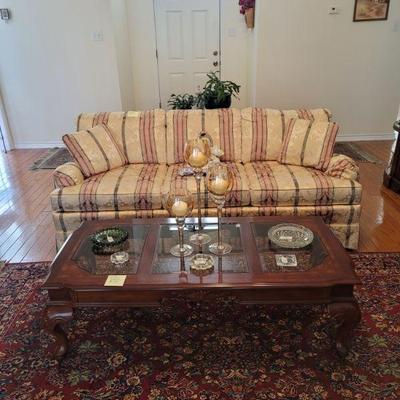 3 Seat Sofa, Coffee Table, Vintage Ashtrays