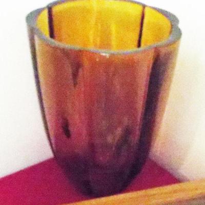 LARGE AMBERINA THICK WALLED NEWER VASE
