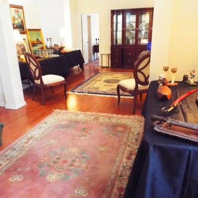 VINTAGE CHINESE CARVED WOOL AREA RUGS
