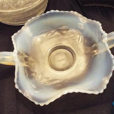 OPALESCENT AND CLEAR ANTIQUE DISH