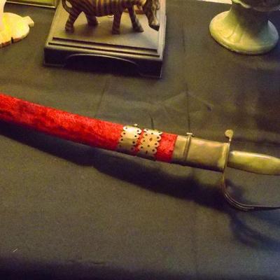 MADE IN INDIA PANTHER HEADED SWORD AND SCABBARD
