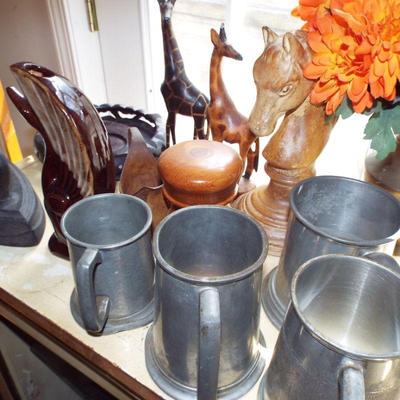 PEWTER, POTTERY AND WOOD ITEMS
