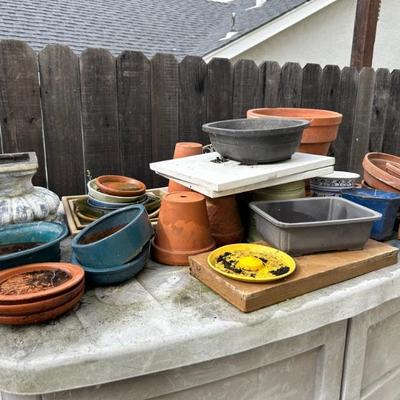 Bonsai planters and various other pots