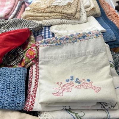 Vintage linens, hand made crocheted baby size throws and regular size crocheted throws NEW condition 