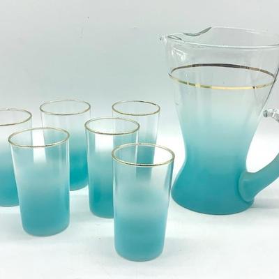 Blendo frosted pitcher w/ 6 juice glasses