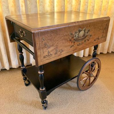 Heywood-Wakefield painted and stenciled maple tea cart.
