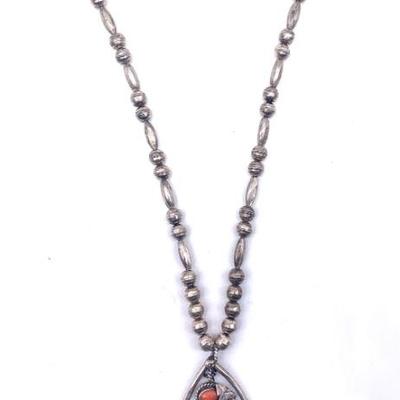Sterling bench bead Navajo necklace