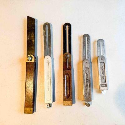 (lot) Stanley 18, and 25, and other Sliding T Bevels: 6, 8, 10, and 12 inch, Good