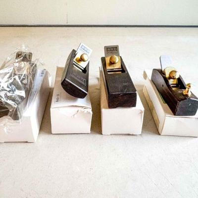 (lot) miniature Ebony Planes, various sole configurations, (1) new, and (3) Excellent