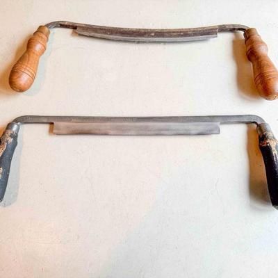 (lot) Drawknives: Karpenter 10â€ straight, sharp, and Fulton 10â€ curved, sharp Good