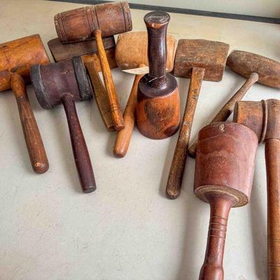 (Lot) Mallets, includes lignum vitae, various styles, one chipped otherwise Good