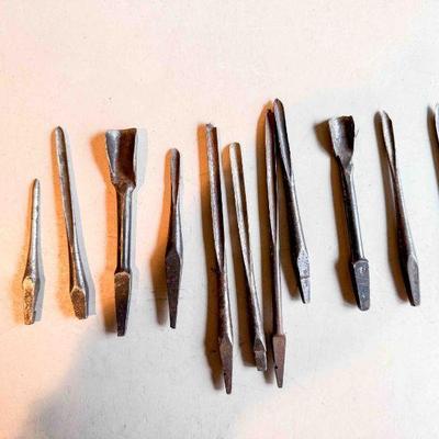 Lot of 12 Spoon Bits for bit brace, various sizes and makers, Fair to Good