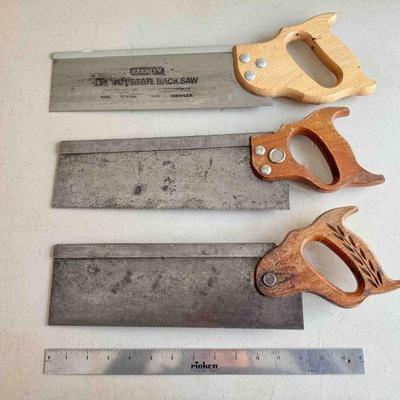 (lot) Backsaws, (1) Stanley handyman, (2) unknown maker, sharp, Good