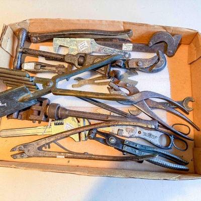 (lot) 15 various pliers, wrenches, and crimpers, Fair to Good