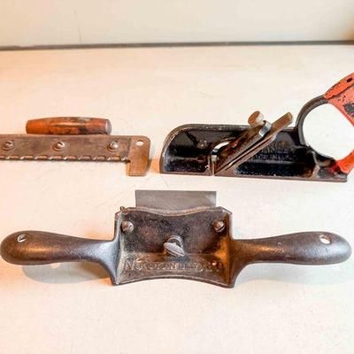 (lot) Stanley No. 191 Rabbet Plane, Stanley No. 80 Scraper, and a Stanley Clapboard Gauge, Good