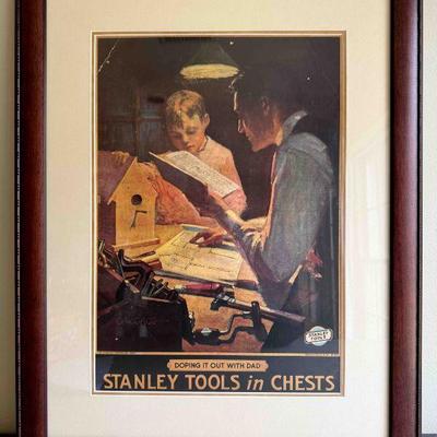 Stanley Poster (from 1922) 26â€ x 20â€, professionally framed, Excellent
