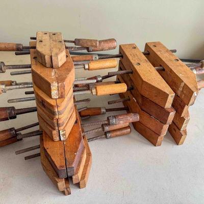 (lot) Handscrew wood clamps, various sizes, Good