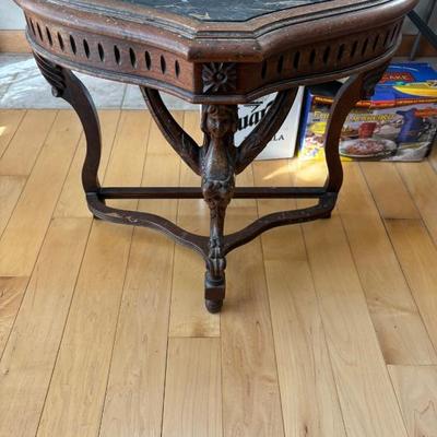 Vintage hand carved marble top table. 