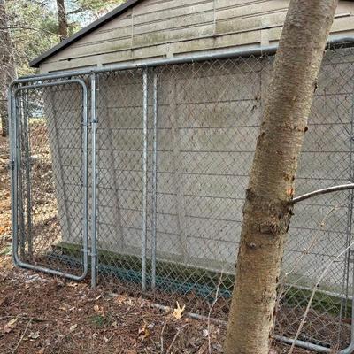 Three fence panels one with door 