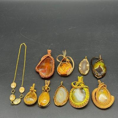 Handmade wrapped mineral pendants jewelry