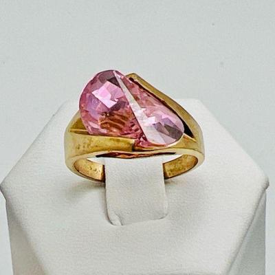 Pink Stone 10K Gold Ring

