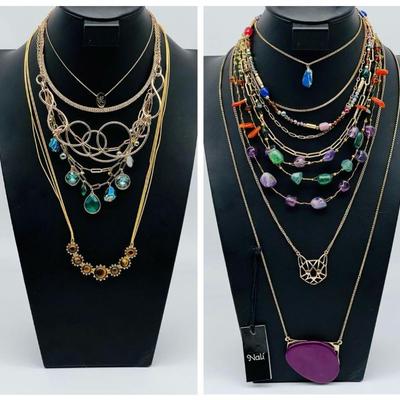 (10) Golden Costume Jewelry Necklaces

