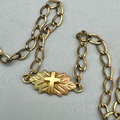 10KT/12KT Stamped Gold Cross Bracelet
