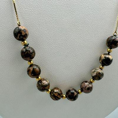 14KT Gold Stamped Stone Necklace
