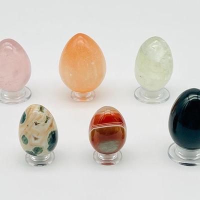 (6) Polished Crystal & Mineral Eggs

