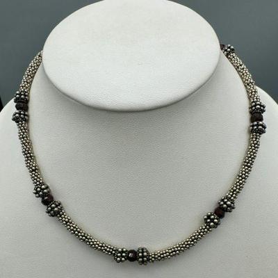 Sterling Silver Necklace With Purple Beads

